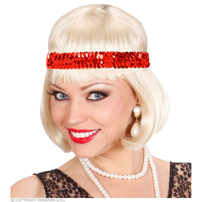 Čelenka Charleston s flitrami, červená